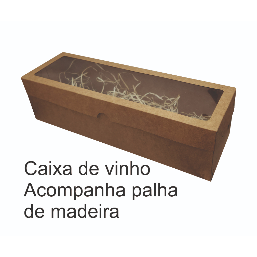 Caixa de vinho-Papel Kraft-35x11x9,5 -10 unidades+PALHA