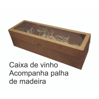 Caixa de vinho-Papel Kraft-35x11x9,5 -10 unidades+PALHA