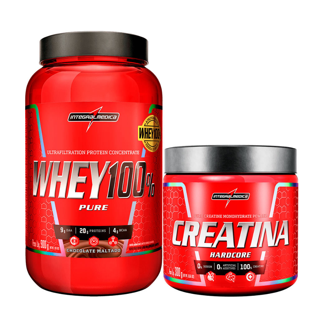 Whey Protein Concentrado 100 Puro Pote 900g Creatina Pura 300g Integralmédica Shopee Brasil