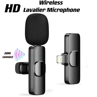 Microfone de Lapela Para Celular Sem Fio K9 Vlog Compatível Tipo C e iPhone Direct Aúdio Profissional Portátil