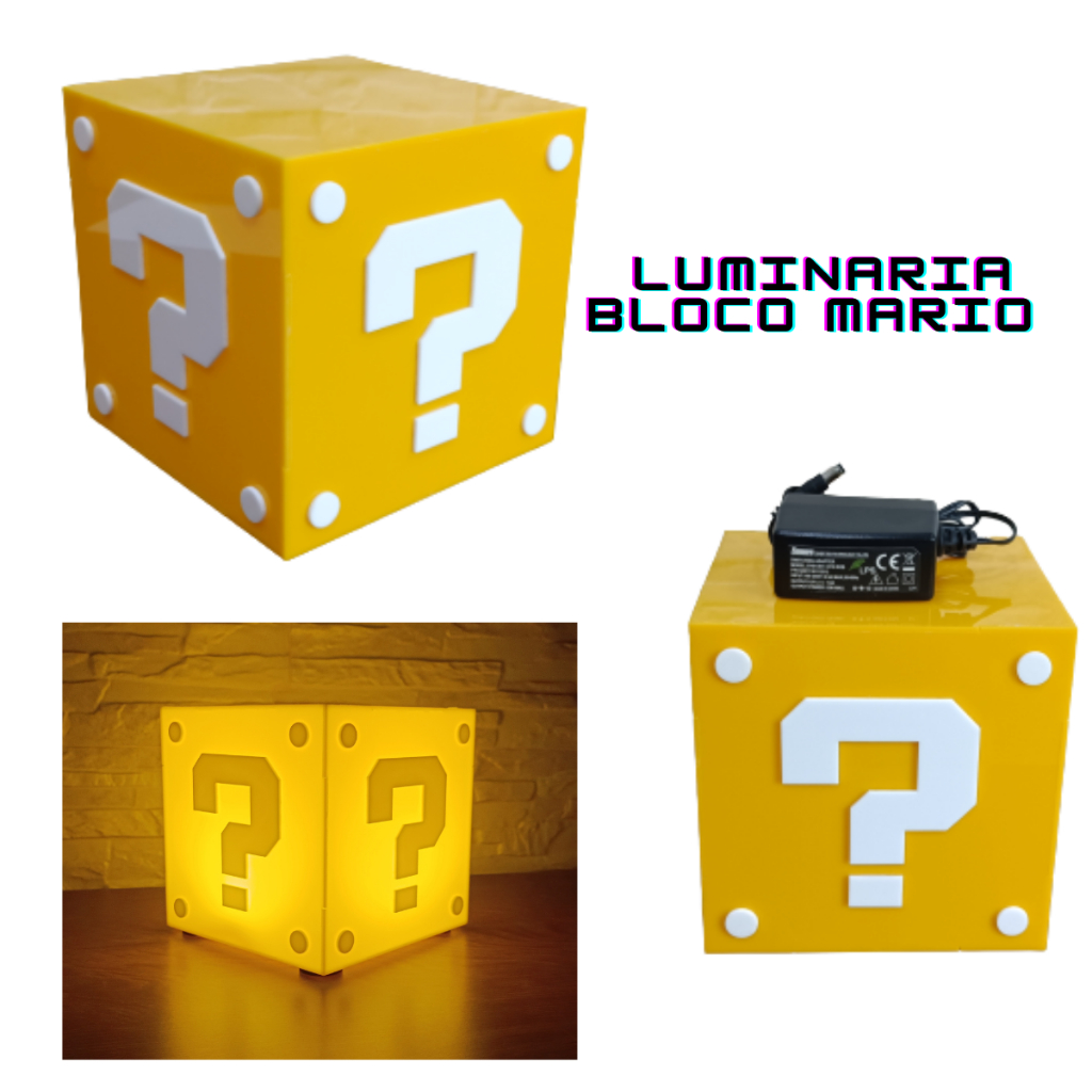 SUPER Luminaria De Mesa Abajur Mario Bros Geek GRANDE