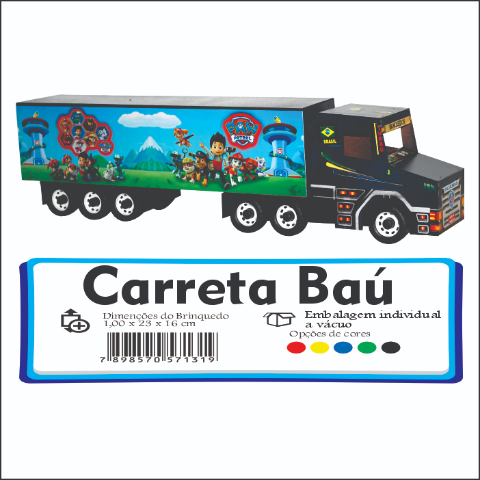 Caminhão Brinquedo Plastico E Baú Madeira Tamanho 17x35cm