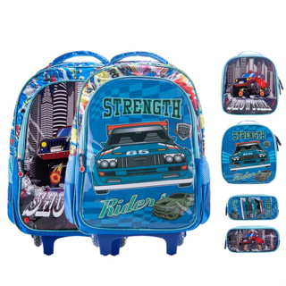 Kit Mochila Escolar Infantil de Rodinhas Menino Bolsa Resistente Impermeável Com Lancheira e Estojo