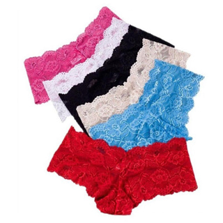 Kit 5 Unidades Caleçon Short Calcinha Renda