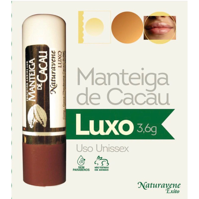 Manteiga De Cacau Para os Lábios Naturavene Luxo 3,6g | Shopee Brasil