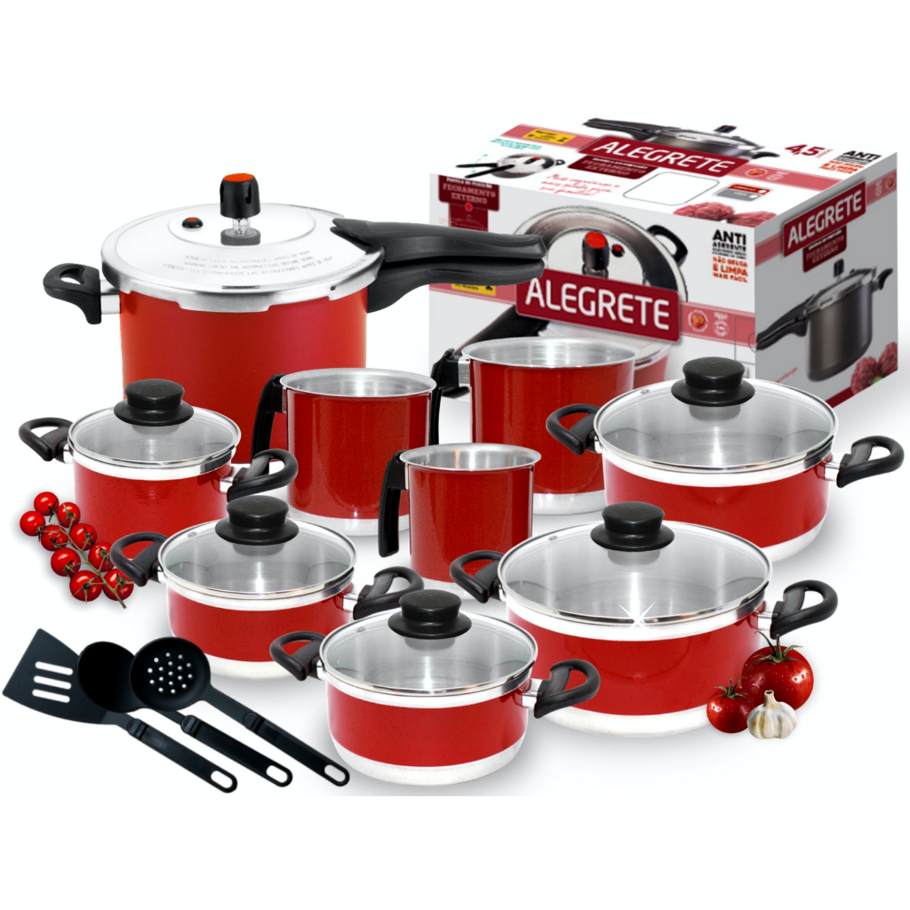 JOGO DE PANELAS LE COOK PREMIER RED 4 PCS - 1,7L / 2L / 2,6L / 4,5L