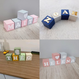 Cubos Dado com Nome Quarto Bebê 6x6cm