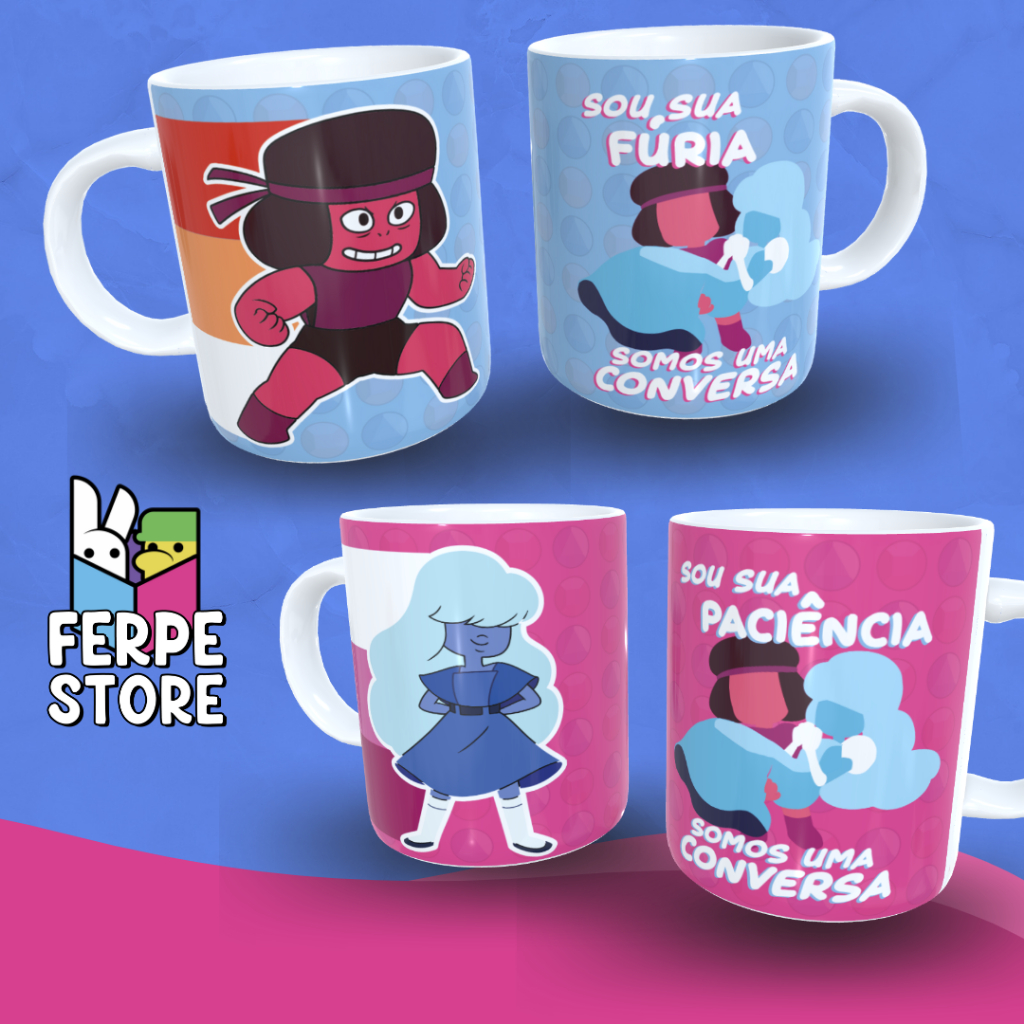 Caneca Steven Universo Rubi e Safira Casal Garnet Fusão | Shopee Brasil