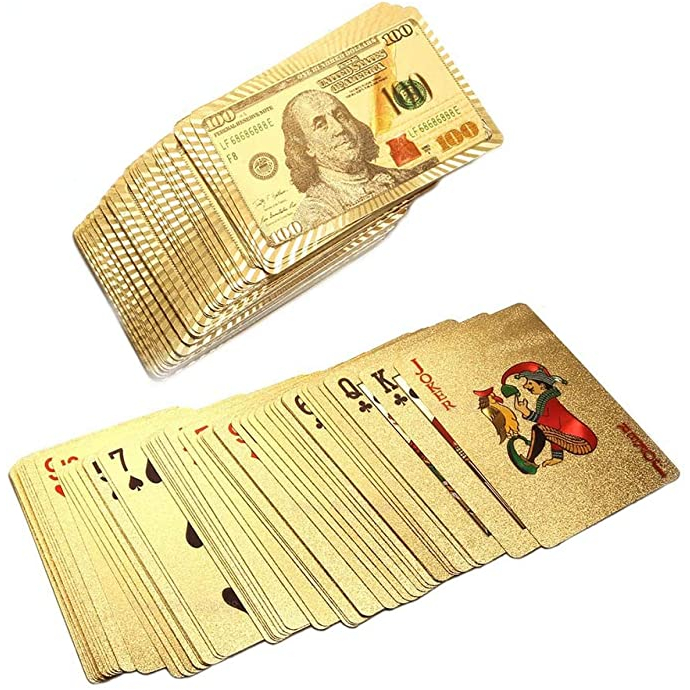 KIT 2 Baralho Conjunto Cartão de Jogo Dourado 24k Prova D'água Promoção