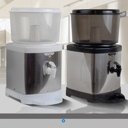 Bebedouro de Água com Filtro em Inox com Base De Barro e Suporte PRETO