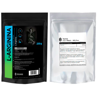 Kit: Arginina 250g + Taurina 250g - 100% Puro Importado - Soldiers Nutrition