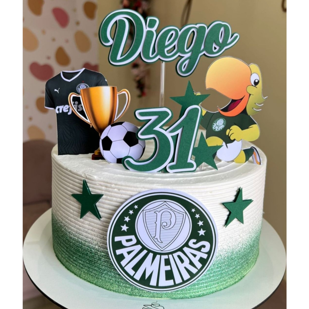 TOPO DE BOLO PALMEIRAS FUTEBOL TOPPER PERSONALIZADO | Shopee Brasil