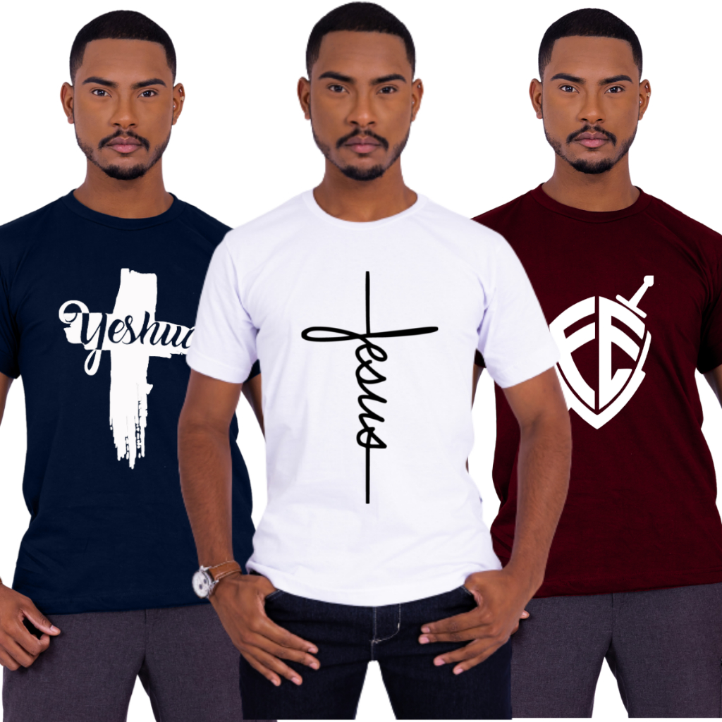 Kit 6 Camiseta Religiosa Camisa Jesus Moda Evangélica Fé