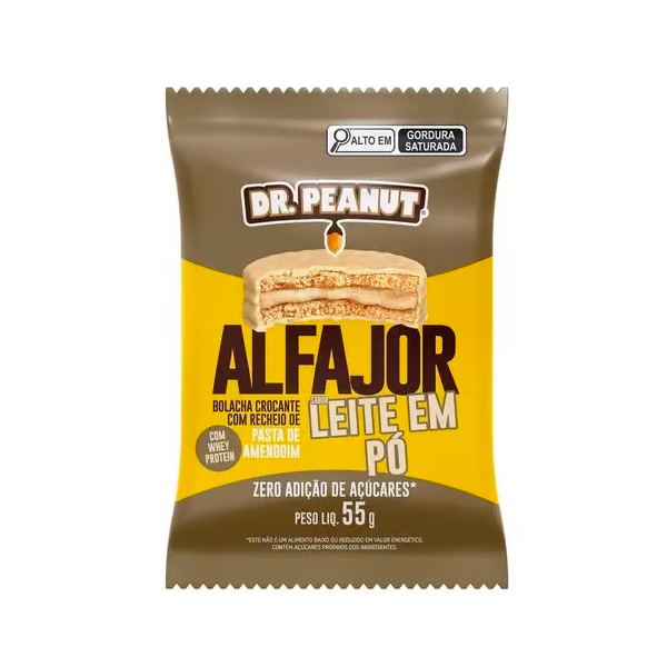 Alfajor Com Whey Protein Dr Peanut 55g Zero Açucar