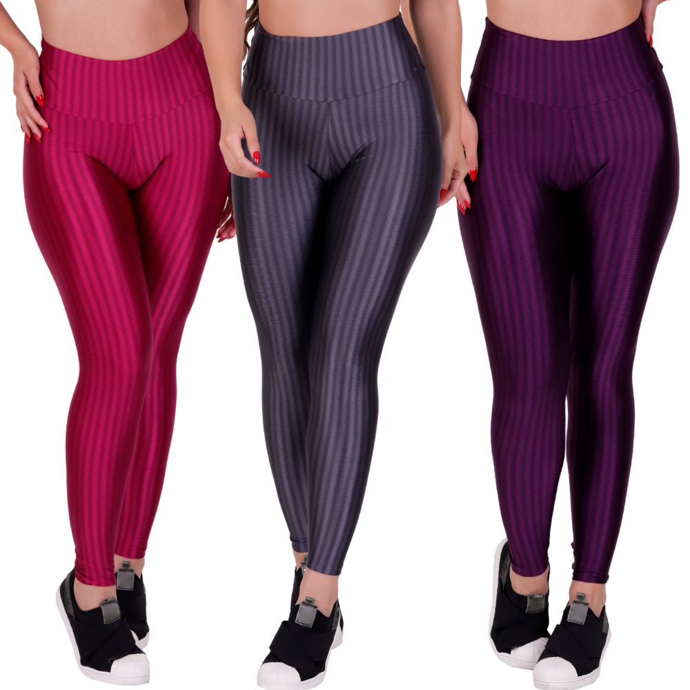 Calça Legging Cirre 3D Academia Cós Reto Roxo, Moda LLevo