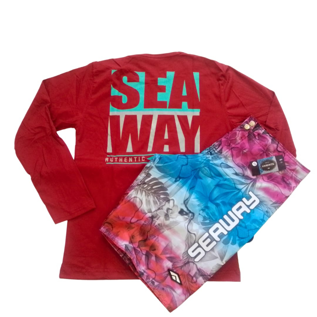 Kit Bermuda Tactel Seaway Camisa manga Longa Shopee Brasil