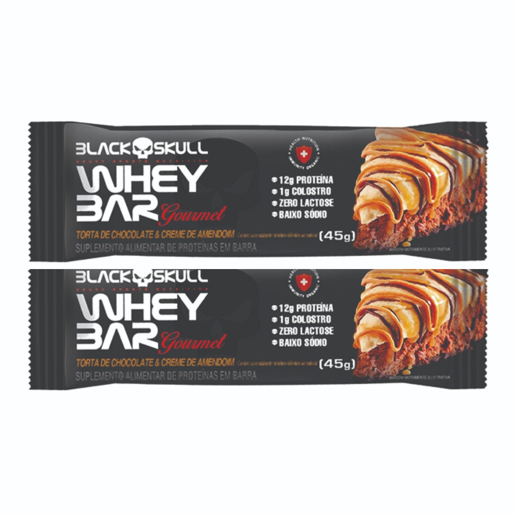 Kit 2x Whey Bar Protein 45g Black Skull – Zero Açucar e Lactose