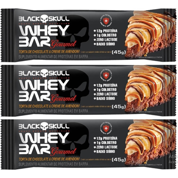 Kit 3x Whey Bar Blackskull 45g – Zero Açucar e Lactose