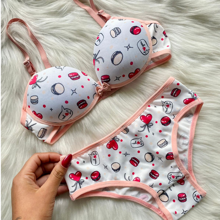 Conjunto Lingerie Infantil Menina Moça Com Bojo Feminio