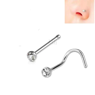2PÇS Piercing de Nariz Cristal lindo aço inox