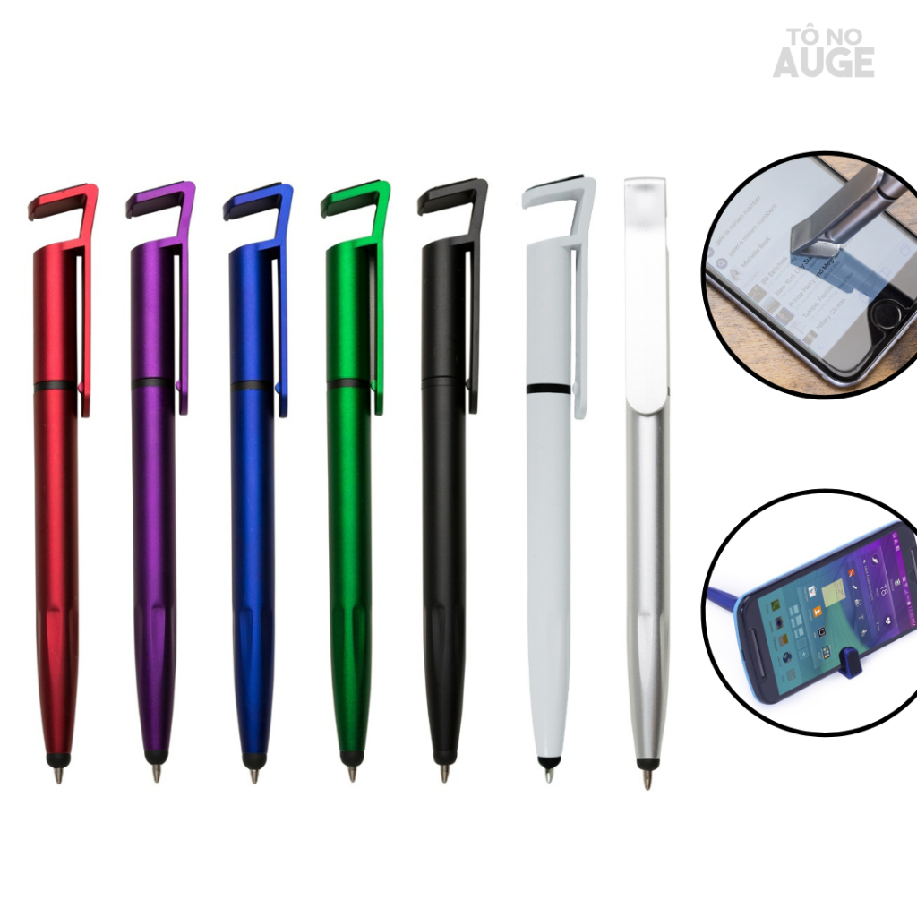 Caneta Touch Universal com Suporte para celular Com Limpa Tela