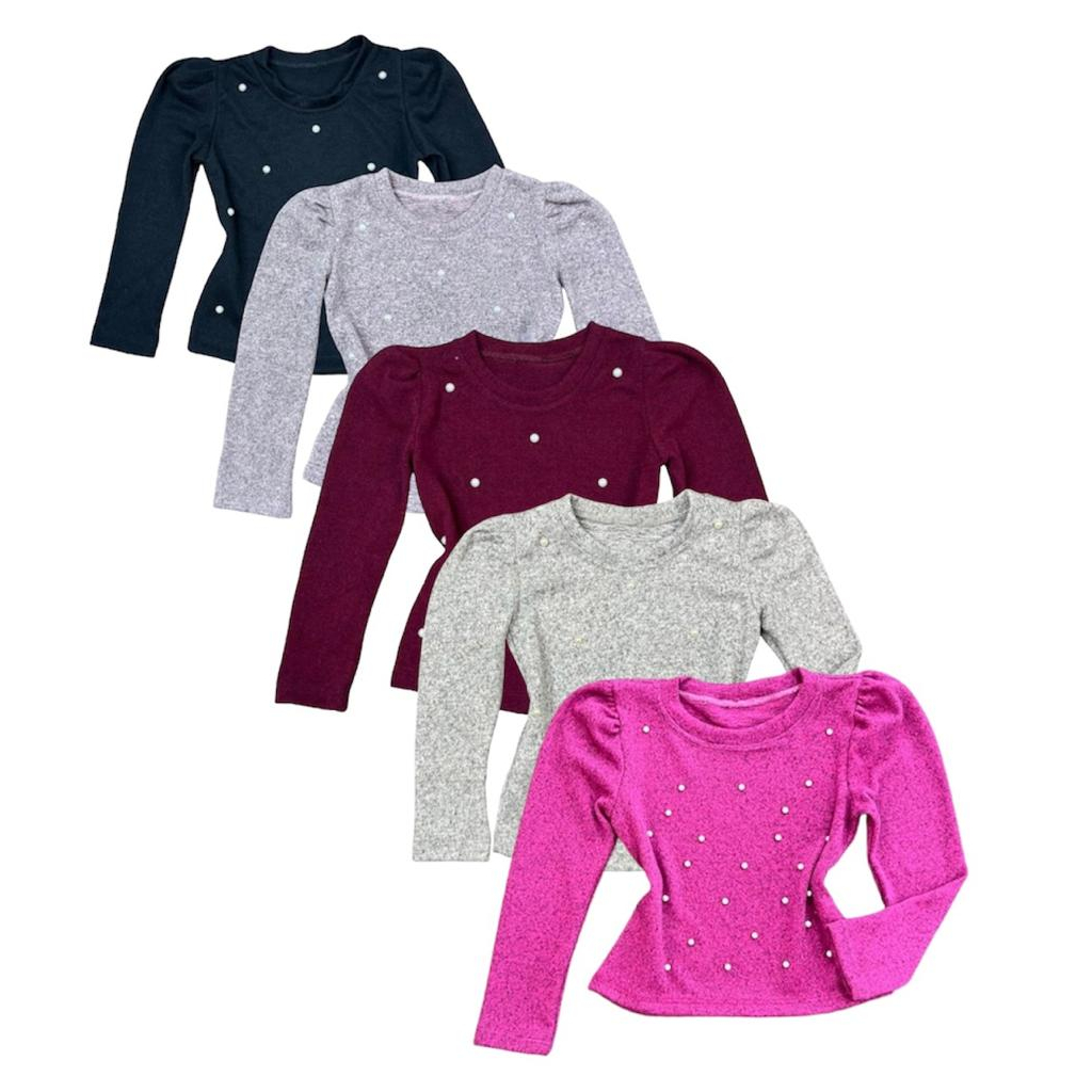 Blusa Manga Longa Infantil Mini Diva Modinha Meninas Luxo