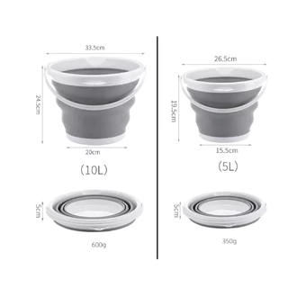 Balde de Silicone Retrátil Dobrável 3Litro 5 Litros 10 Litros Multiuso Portátil