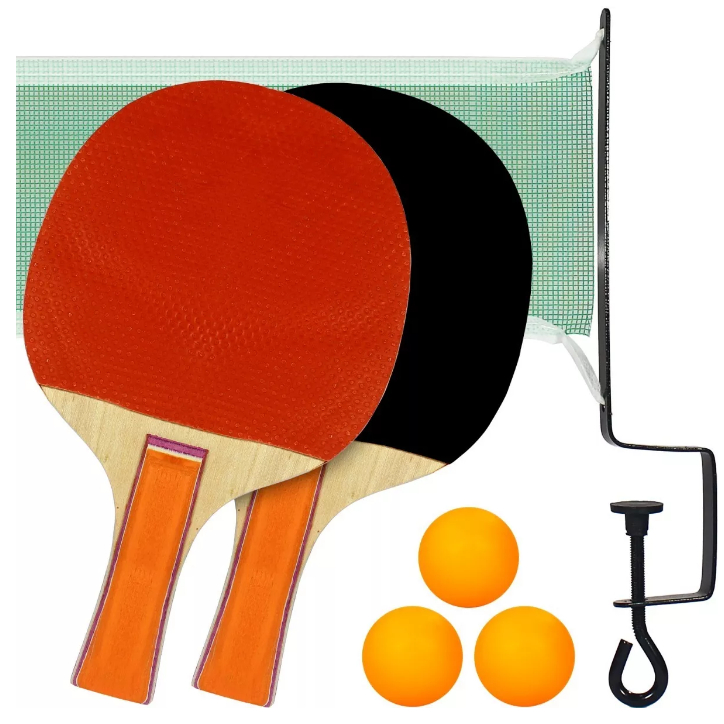 Kit Ping Pong Luxo - 2 Raquetes, 1 Bolinha + Rede com suportes - Cama  Elástica RS