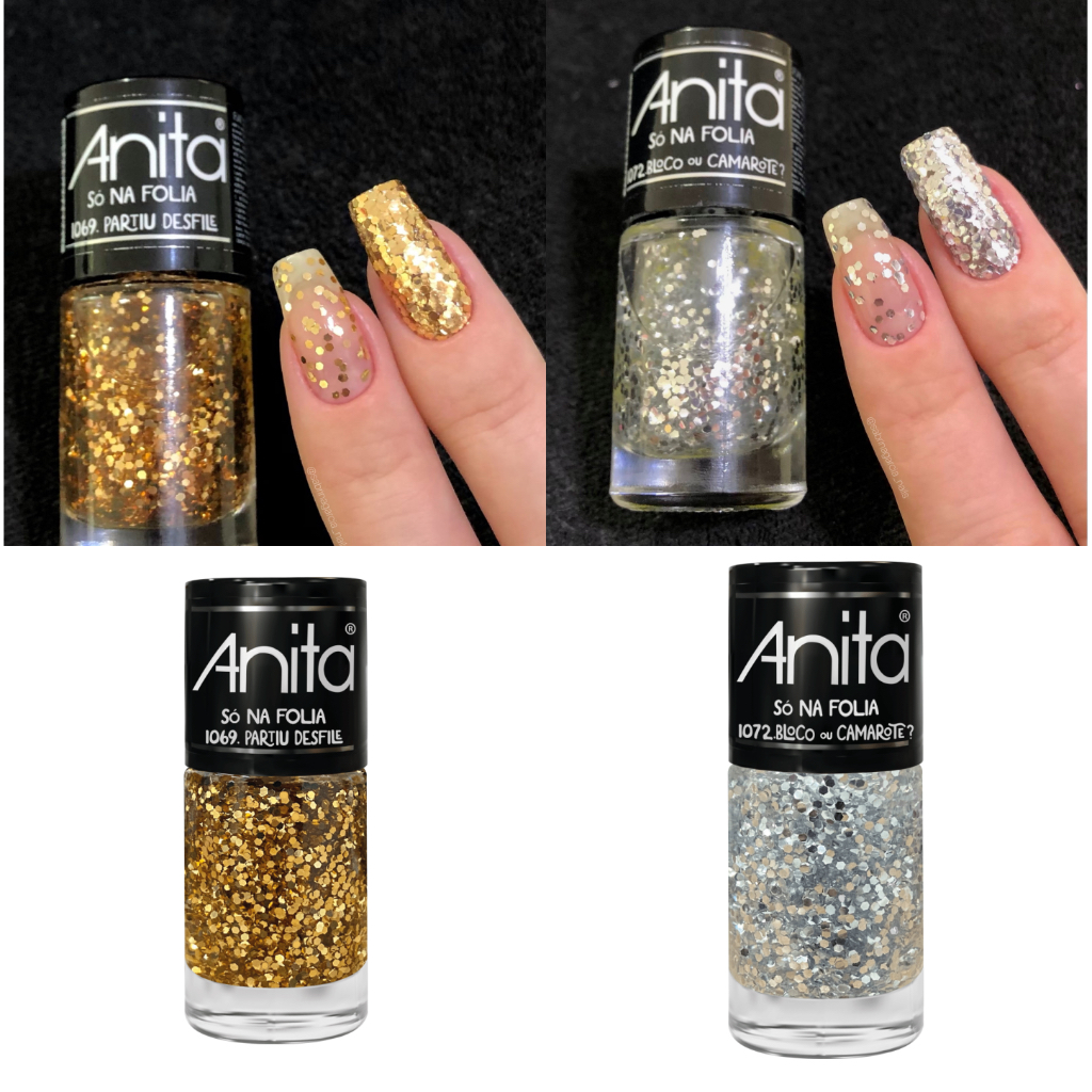 Kit Esmalte Anita Glitter Flocado Prata E Dourado Coleção Só Na Folia Shopee Brasil 3523