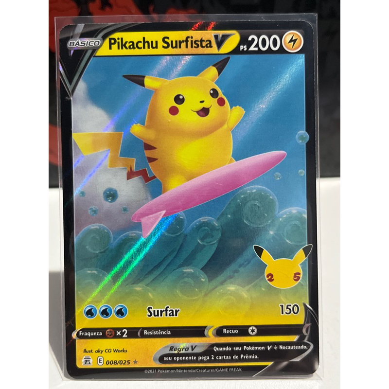 Carta Pokémon Pikachu Surfista V Ultra Rara Copag | Shopee Brasil