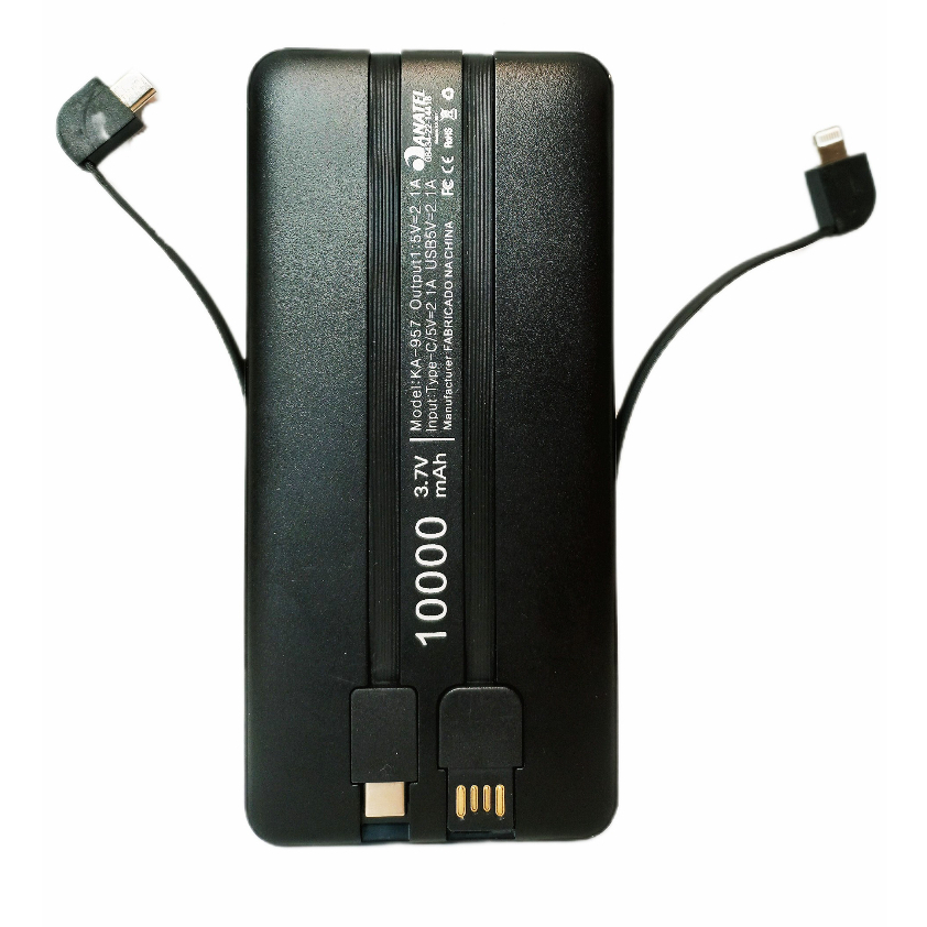 Power Bank 10000 mAh Kapbom com 4 Cabos Embutidos