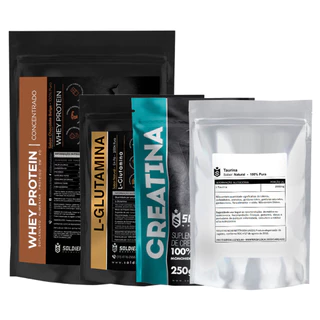 Kit: Whey Protein Concentrado 1Kg + Creatina Monohidratada 250g + Glutamina 250g + Taurina 250g - 100% Importado - Soldiers Nutrition