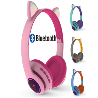 fone de ouvido gatinho bluetooth com microfone iluminado led CT-66