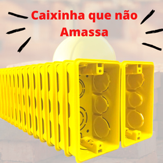 kit com 40 Caixinhas 4x2 Pvc Amarela Tomada e Interruptor