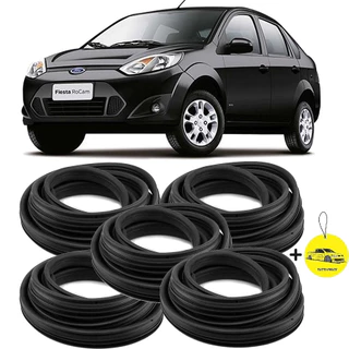 Kit 5 Peças - 4 Borrachas de Porta + Porta Malas Ford Fiesta 2002 em Diante Hatch ou Sedan