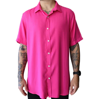 Camisa Masculina Social Lisa Manga Curta Botão