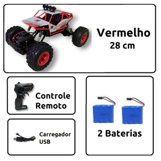 Carro Monster Carrinho de Controle Remoto Grande 37cm e 28cm 4x4 Buggy  Rally Off-Road Carrinho Monster Veloz