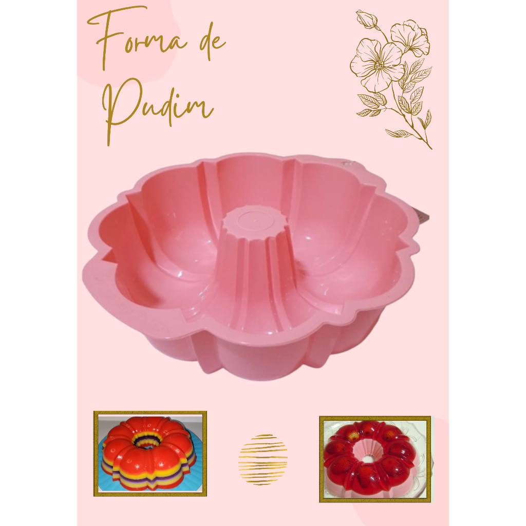 Forma de Pudim, Gelatina, bolo de microondas na cor rosa com formato lindo