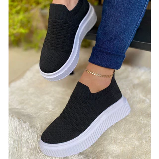 Tênis Feminino Plataforma slip ons Casual Blogueirinha