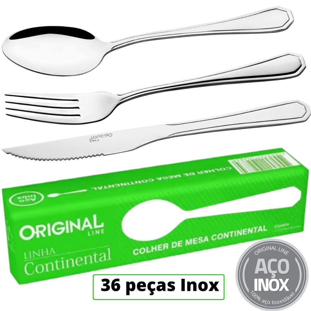 Faqueiro Completo 36 peças Continental Aço Inox Restaurante e Buffet