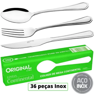 Faqueiro Completo 36 peças Continental Aço Inox Restaurante e Buffet