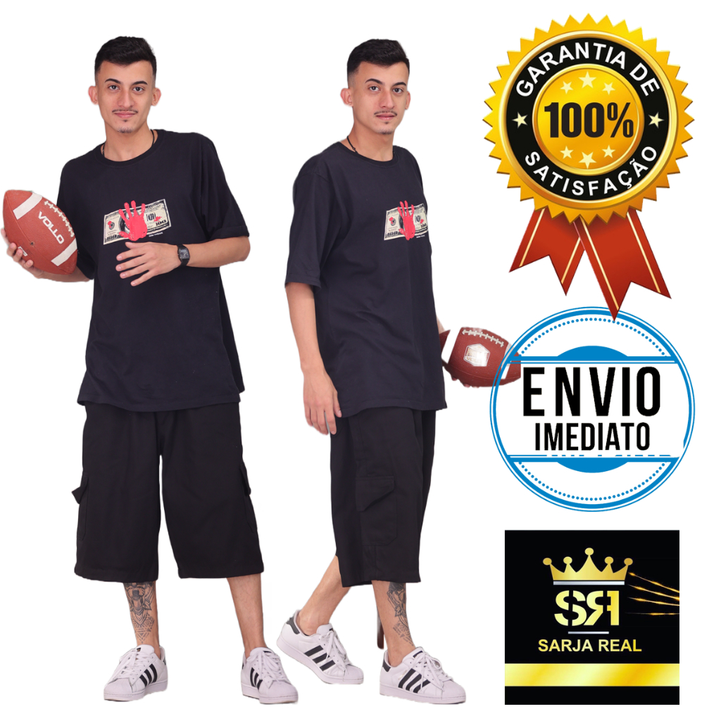 Bermuda Cargo Sarja, Shorts Casual Street larga folgada 6 bolsos