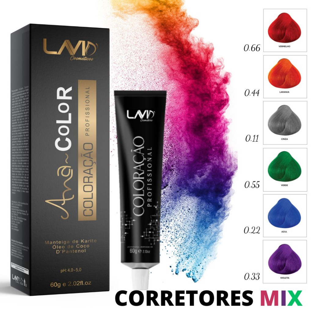 Coloração Profissional AnaColor corretores mix 60g.Lavid cosmeticos ...