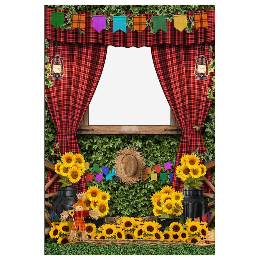 Painel Retangular Lateral Festa Junina Arraiá Interativo Vazado Sublimado Tecido 1,50x2,20