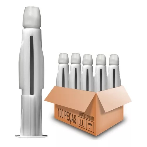 100pcs Bucha Mu Sfor 8mm P/ Drywall Bloco Tijolo Oco