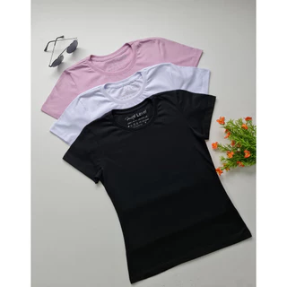Kit 3 T Shirt Camiseta Blusa Feminina Lisa Algodão Varias Cores