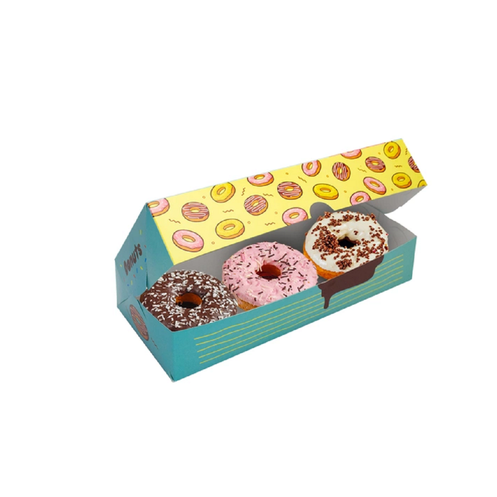 50 Caixinha - Embalagem Para Donuts P/ 3 Unidade