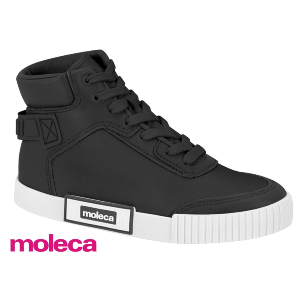 Fashion tenis moleca cano alto preto