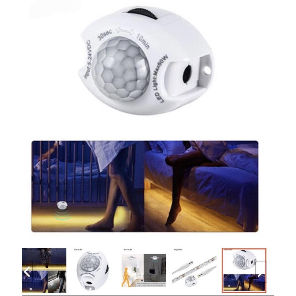 Sensor Movimento Presença P/ Fita Led 12v Armario Closet Cozinha Guarda ...