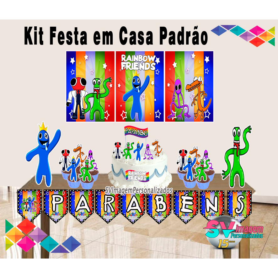 Kit Festa Só Um Bolinho Rainbow Friends Azul Babão - P